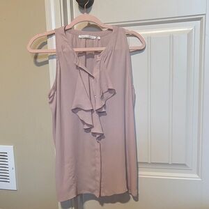 Violet & Claire Ruffled Sleeveless Top - Light Pink